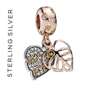 🌟 14K Gold Plated Sparkling Leaf Dangle Charm